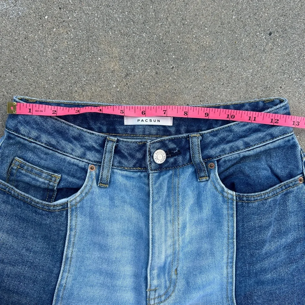 Pacsun 90's Boyfiend Two Tone High Rise 5 Pocket Long Leg Denim Blue Jeans Sz 25 - Picture 7 of 11